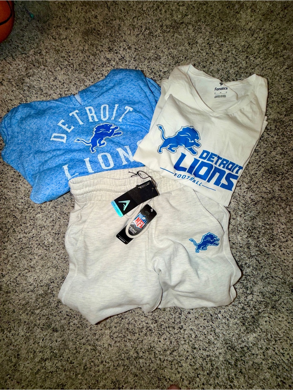 Fanatics Detroit Lions Long Sleeve Tee & Shorts Set - Blue, White, Light Gray